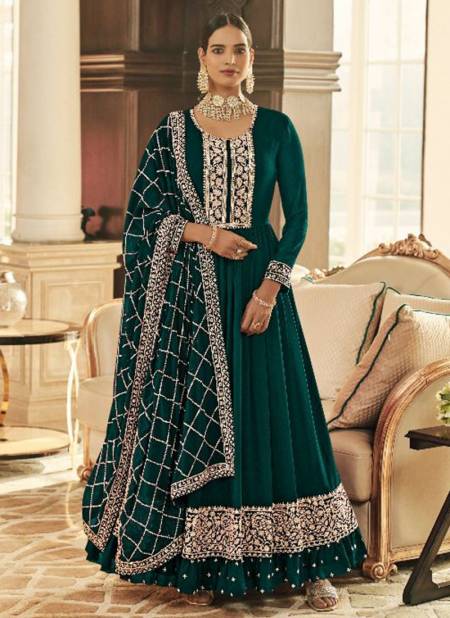 Teal Green Colour FIONA SACHI Heavy Wedding Wear Long Anarkali Salwar Suit Collection 51000-A